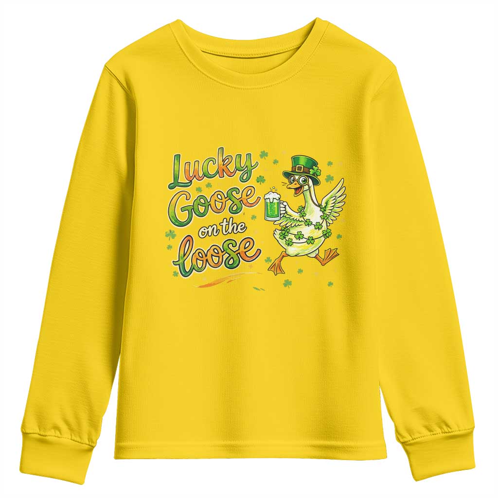 Retro Clover Duck Youth Sweatshirt Lucky Goose On The Loose