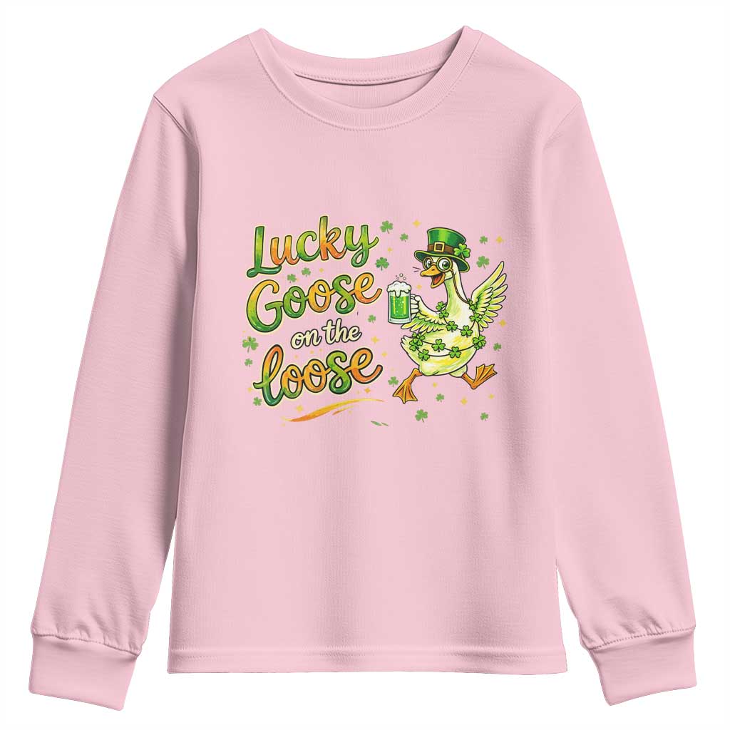 Retro Clover Duck Youth Sweatshirt Lucky Goose On The Loose