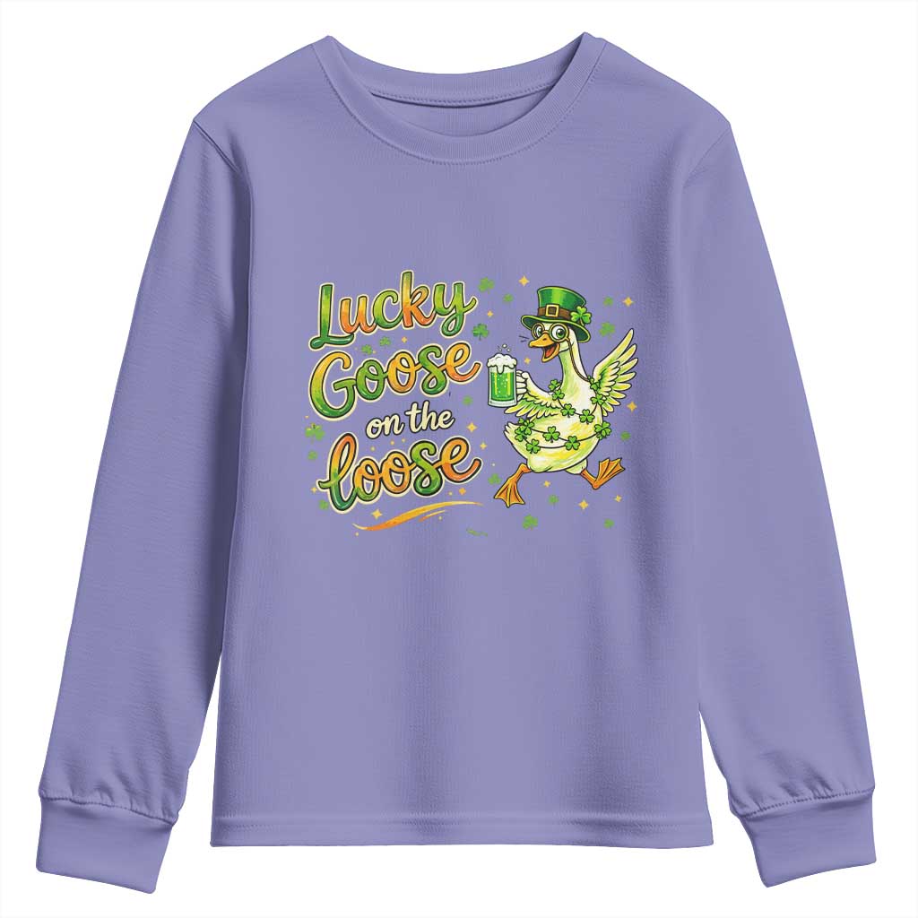 Retro Clover Duck Youth Sweatshirt Lucky Goose On The Loose