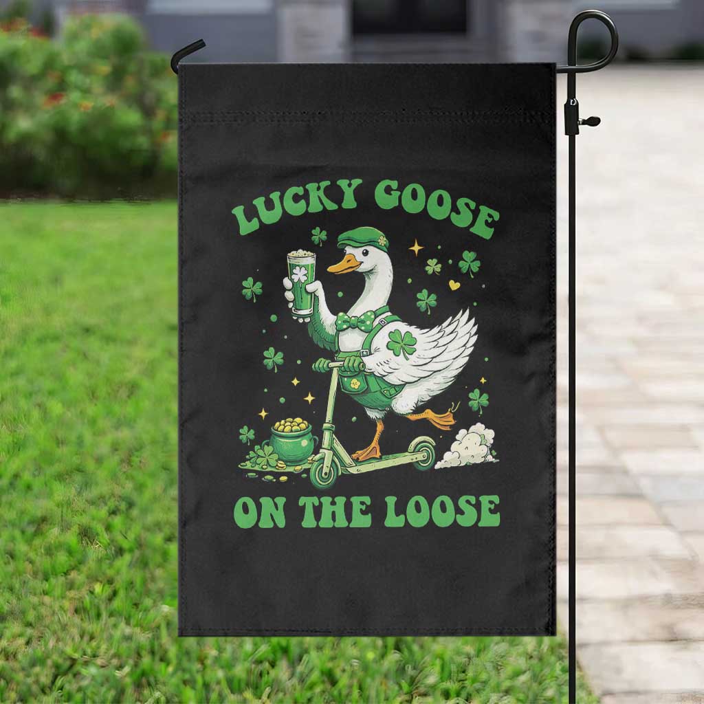 Funny Irish Goose Lover Garden Flag Lucky Goose On The Loose