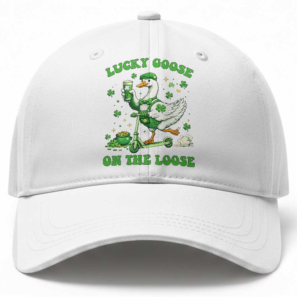 Funny Irish Goose Lover Baseball Cap Lucky Goose On The Loose