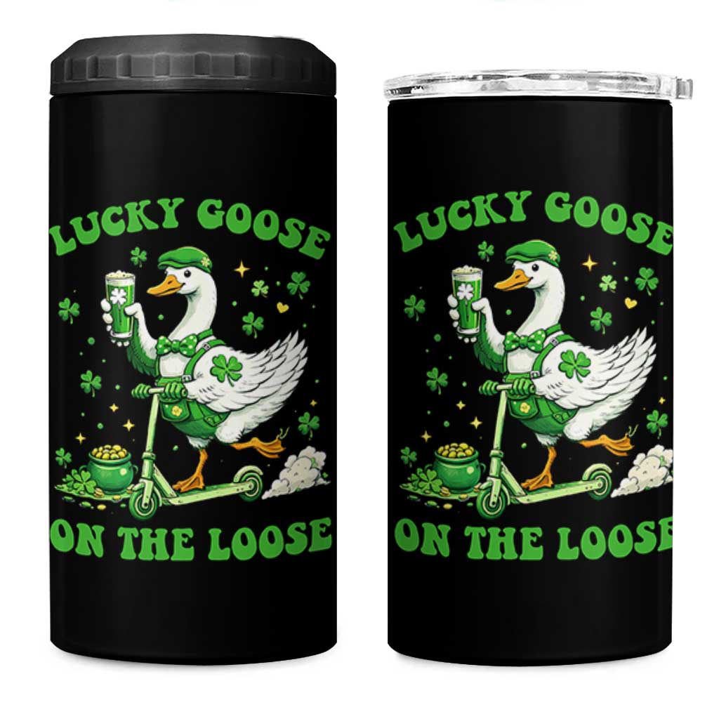 Funny Irish Goose Lover 4 in 1 Can Cooler Tumbler Lucky Goose On The Loose