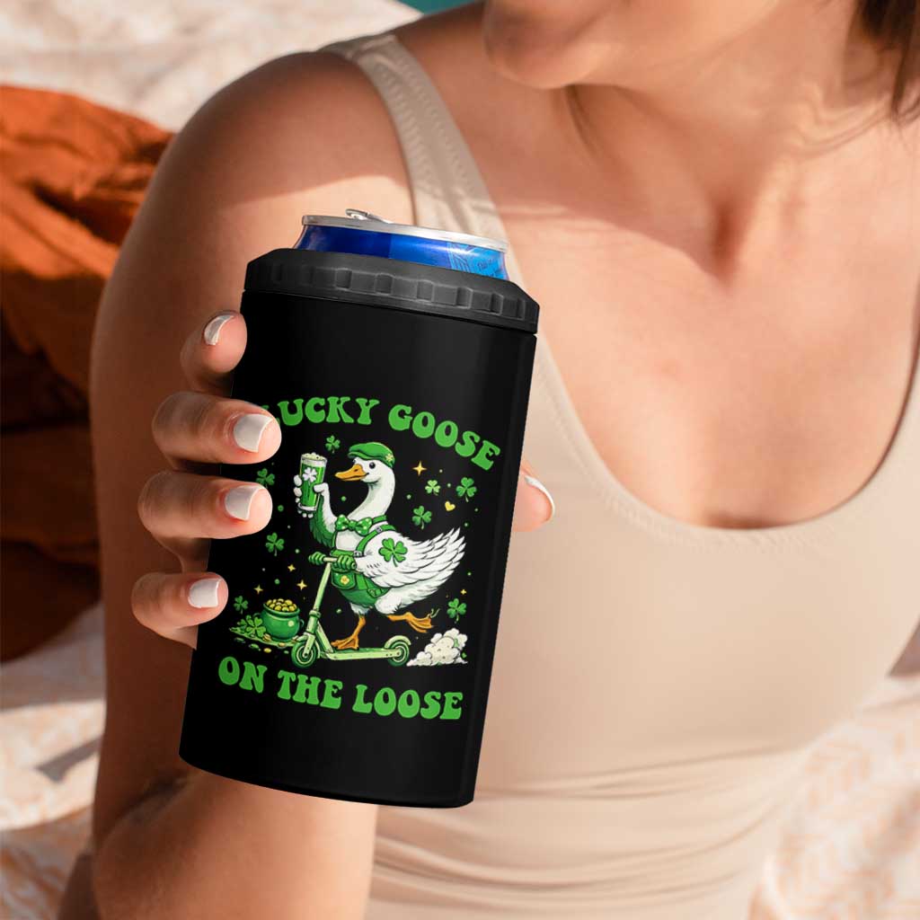 Funny Irish Goose Lover 4 in 1 Can Cooler Tumbler Lucky Goose On The Loose