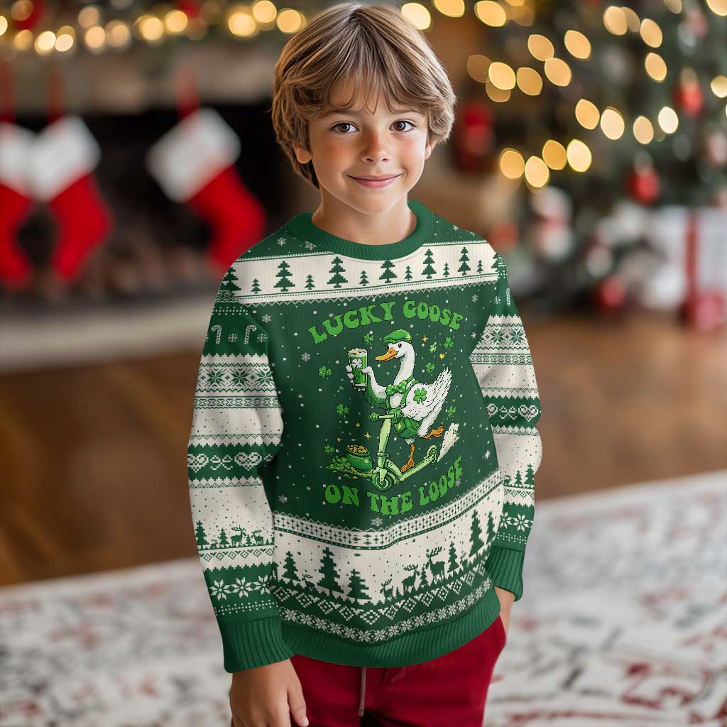 Funny Irish Goose Lover Ugly Christmas Sweater Lucky Goose On The Loose