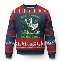 Funny Irish Goose Lover Ugly Christmas Sweater Lucky Goose On The Loose