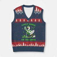 Funny Irish Goose Lover V-Neck Knit Sweater Vest Lucky Goose On The Loose
