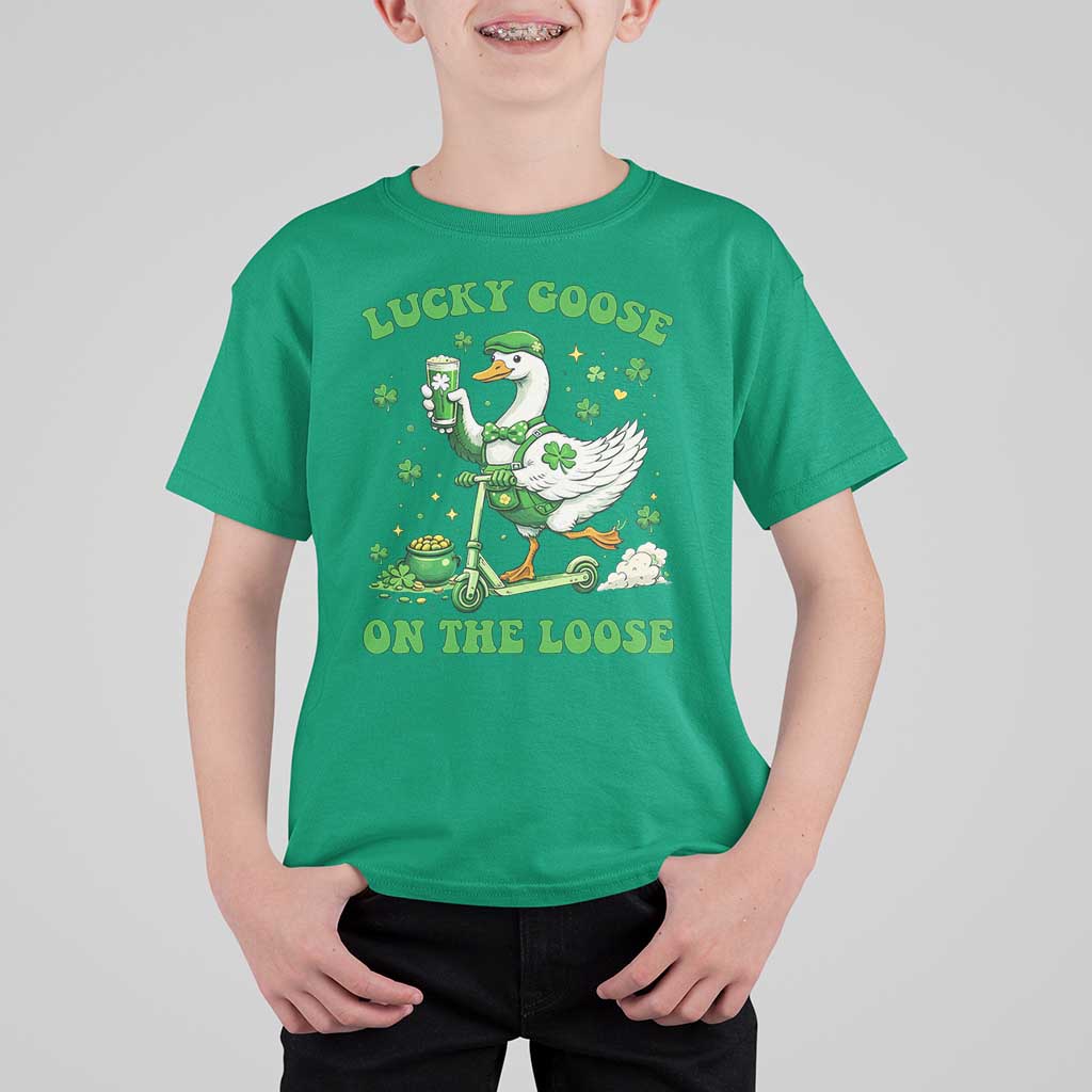 Funny Irish Goose Lover T Shirt For Kid Lucky Goose On The Loose