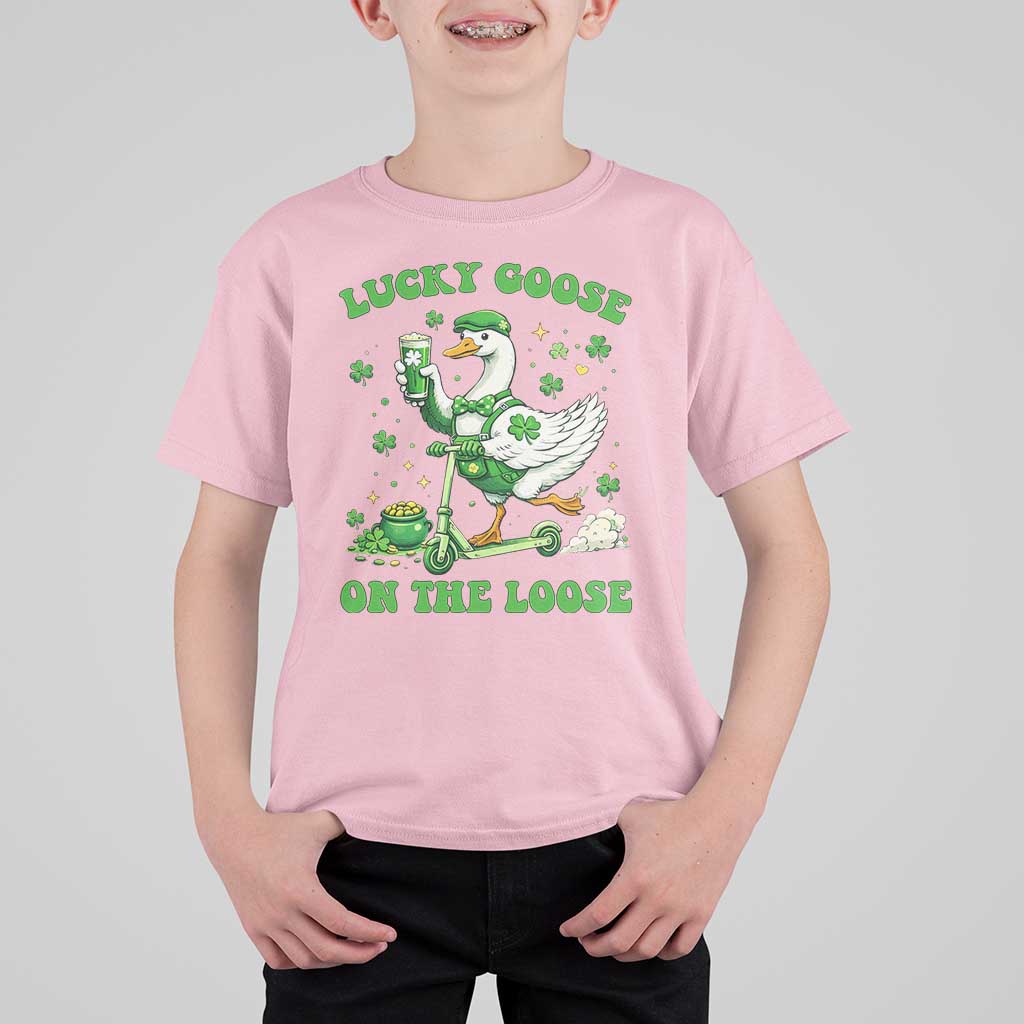 Funny Irish Goose Lover T Shirt For Kid Lucky Goose On The Loose