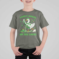 Funny Irish Goose Lover T Shirt For Kid Lucky Goose On The Loose