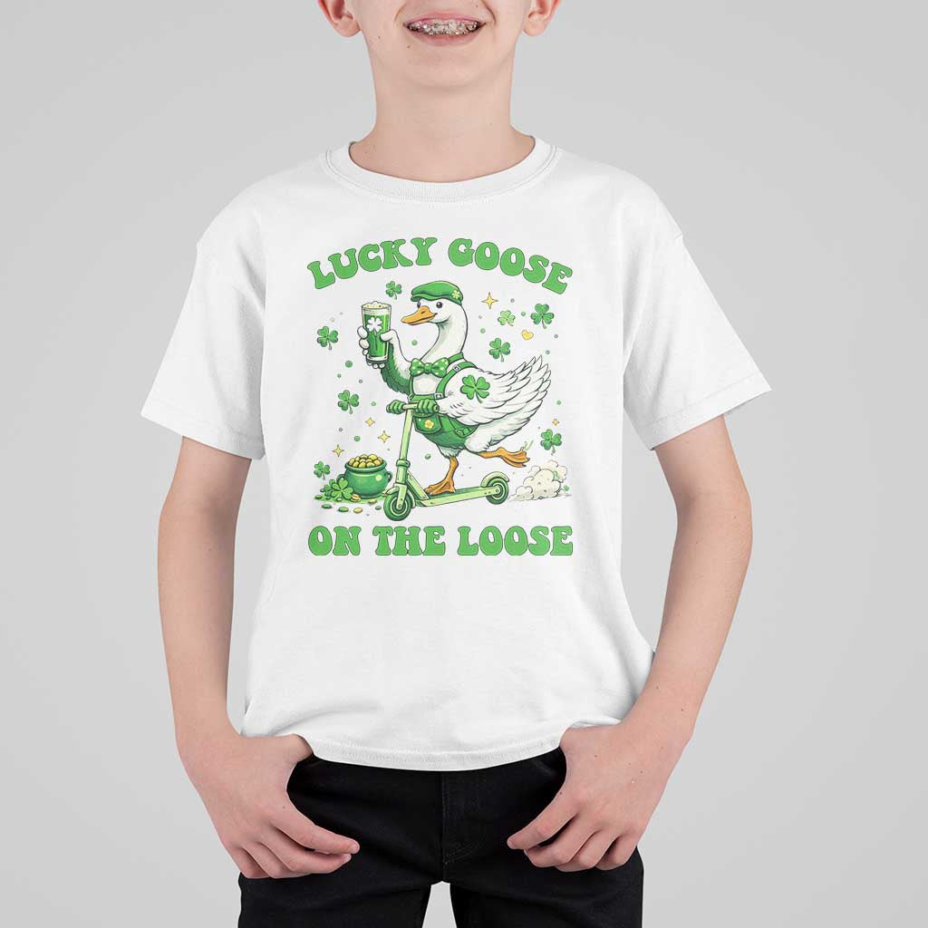Funny Irish Goose Lover T Shirt For Kid Lucky Goose On The Loose