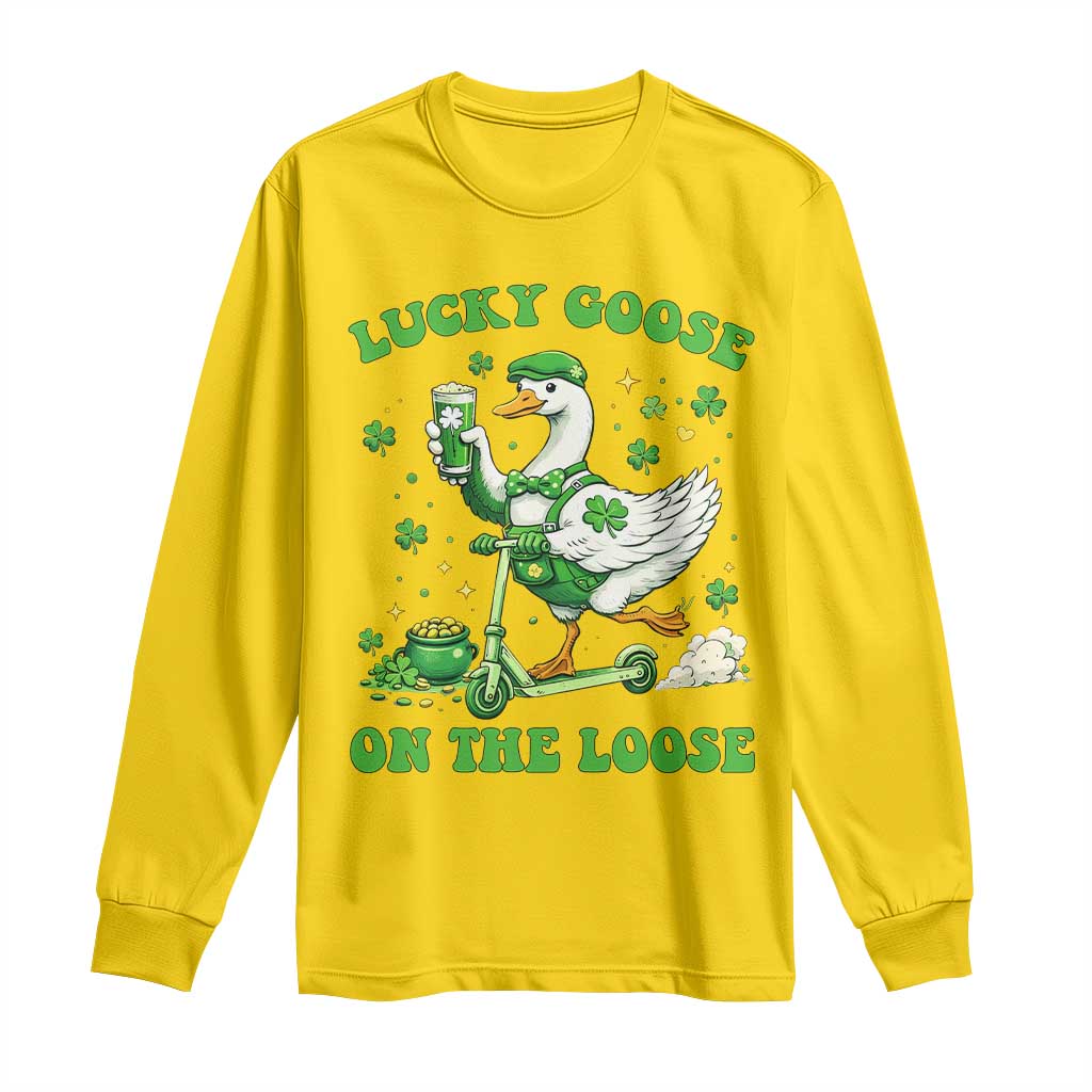 Funny Irish Goose Lover Long Sleeve Shirt Lucky Goose On The Loose