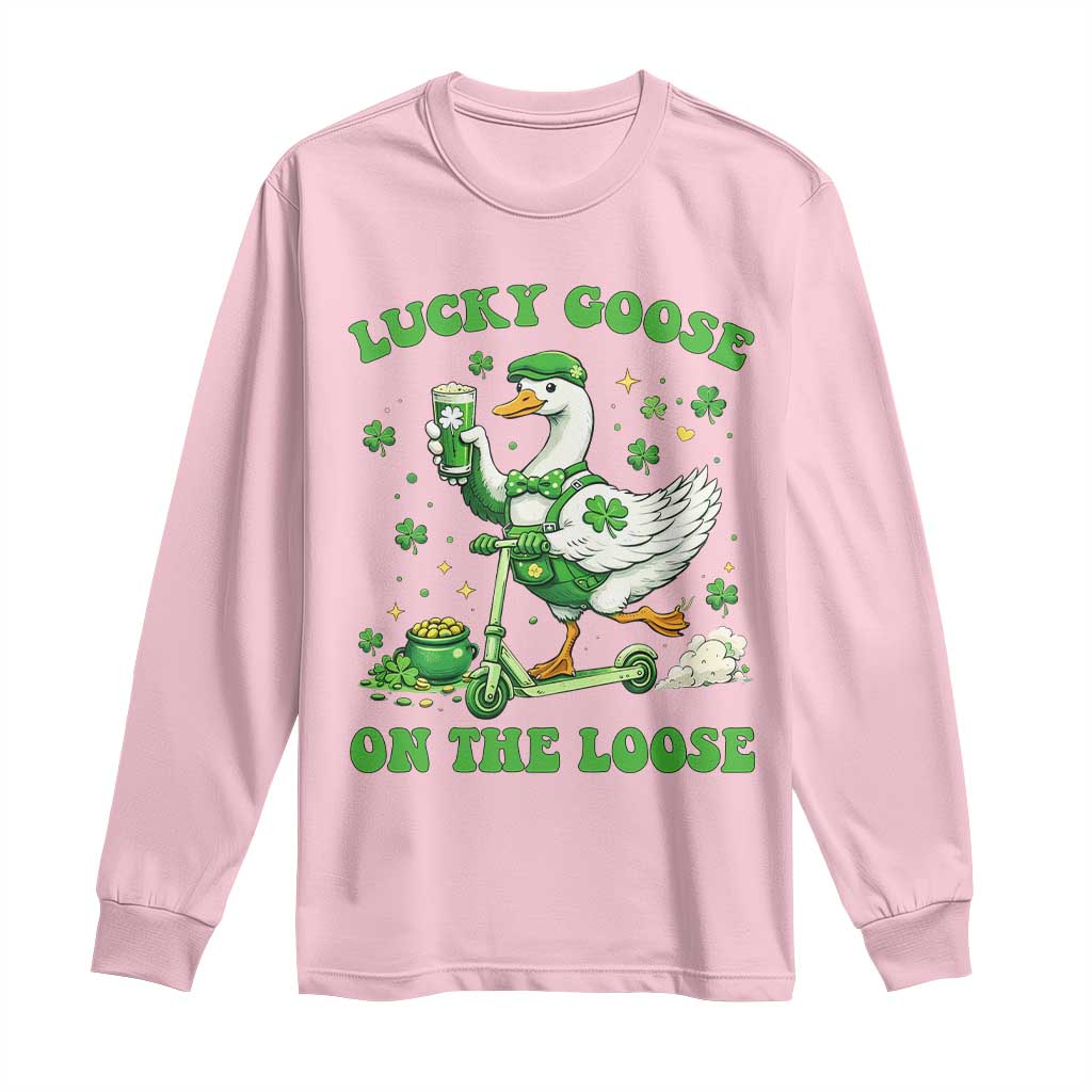 Funny Irish Goose Lover Long Sleeve Shirt Lucky Goose On The Loose