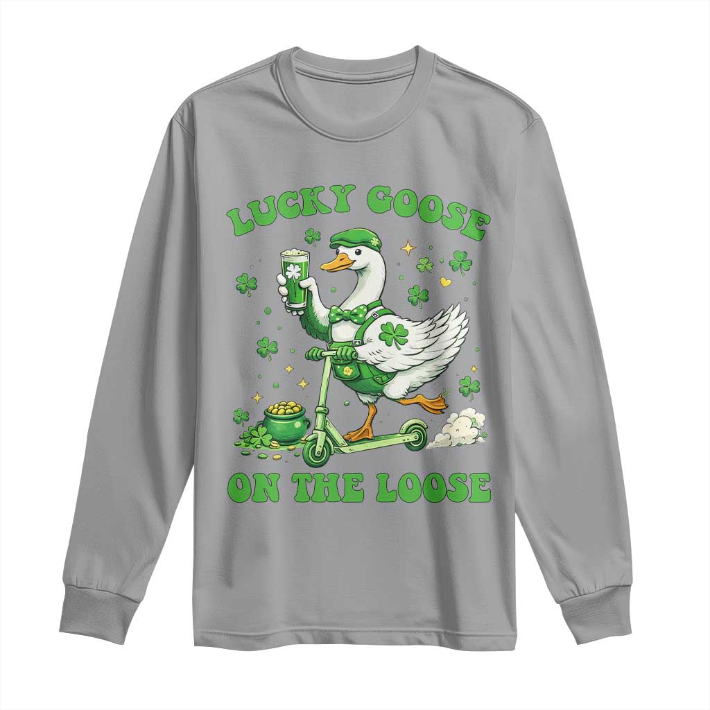 Funny Irish Goose Lover Long Sleeve Shirt Lucky Goose On The Loose