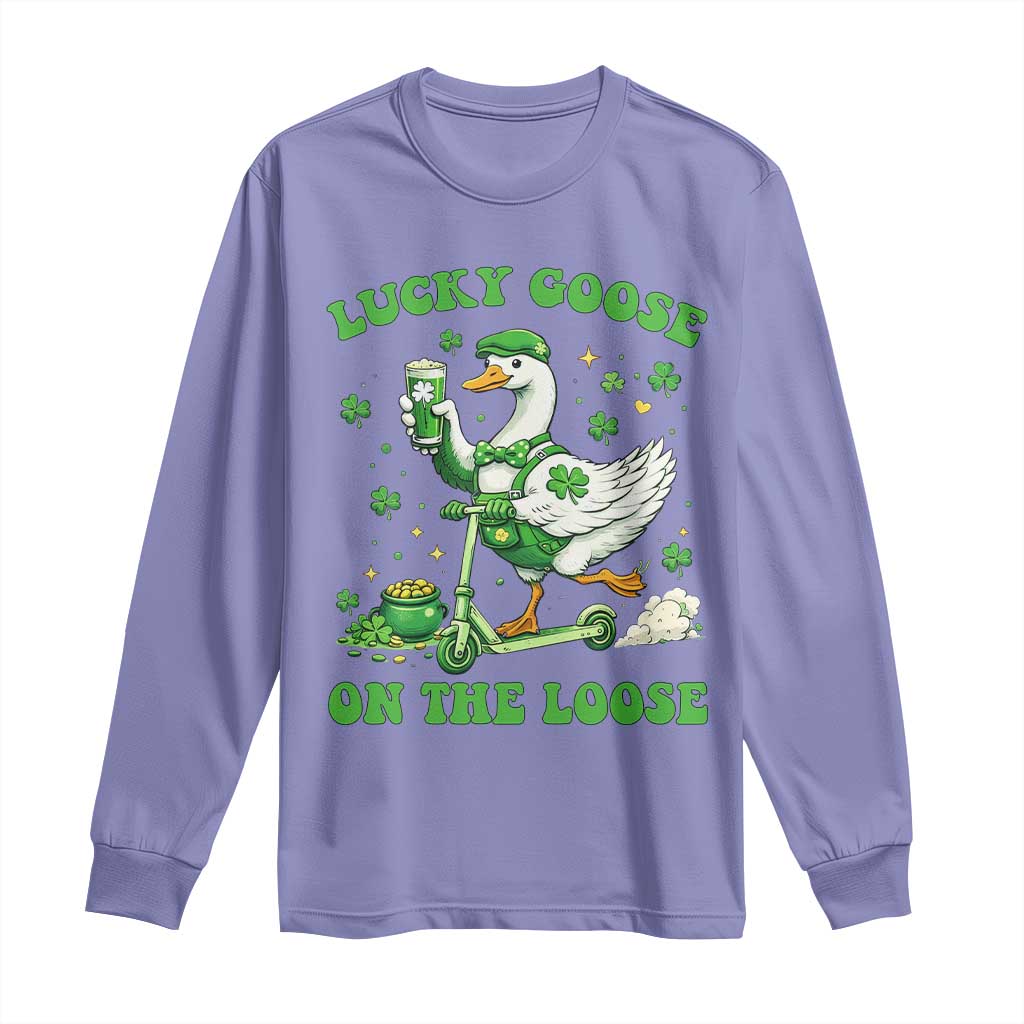 Funny Irish Goose Lover Long Sleeve Shirt Lucky Goose On The Loose