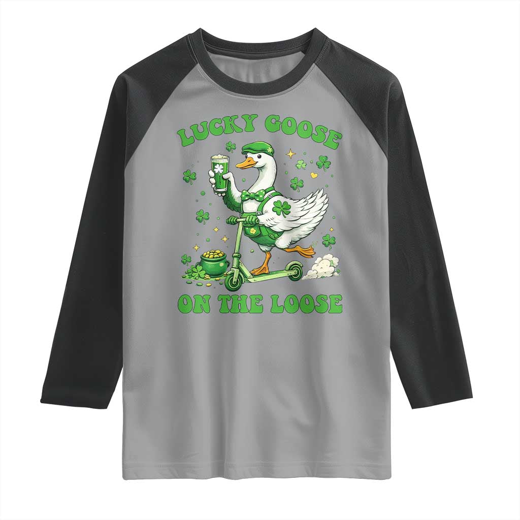 Funny Irish Goose Lover Raglan Shirt Lucky Goose On The Loose