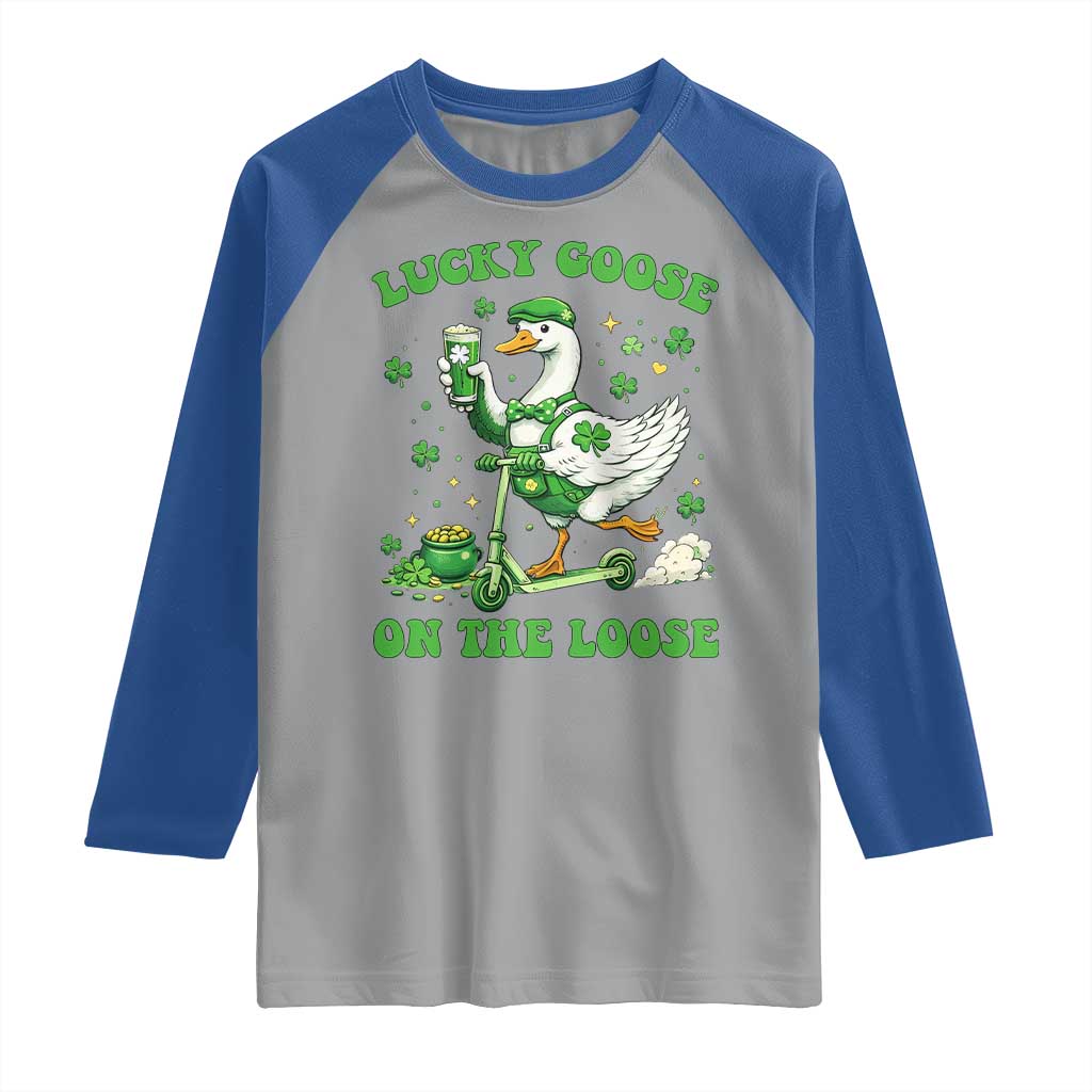 Funny Irish Goose Lover Raglan Shirt Lucky Goose On The Loose