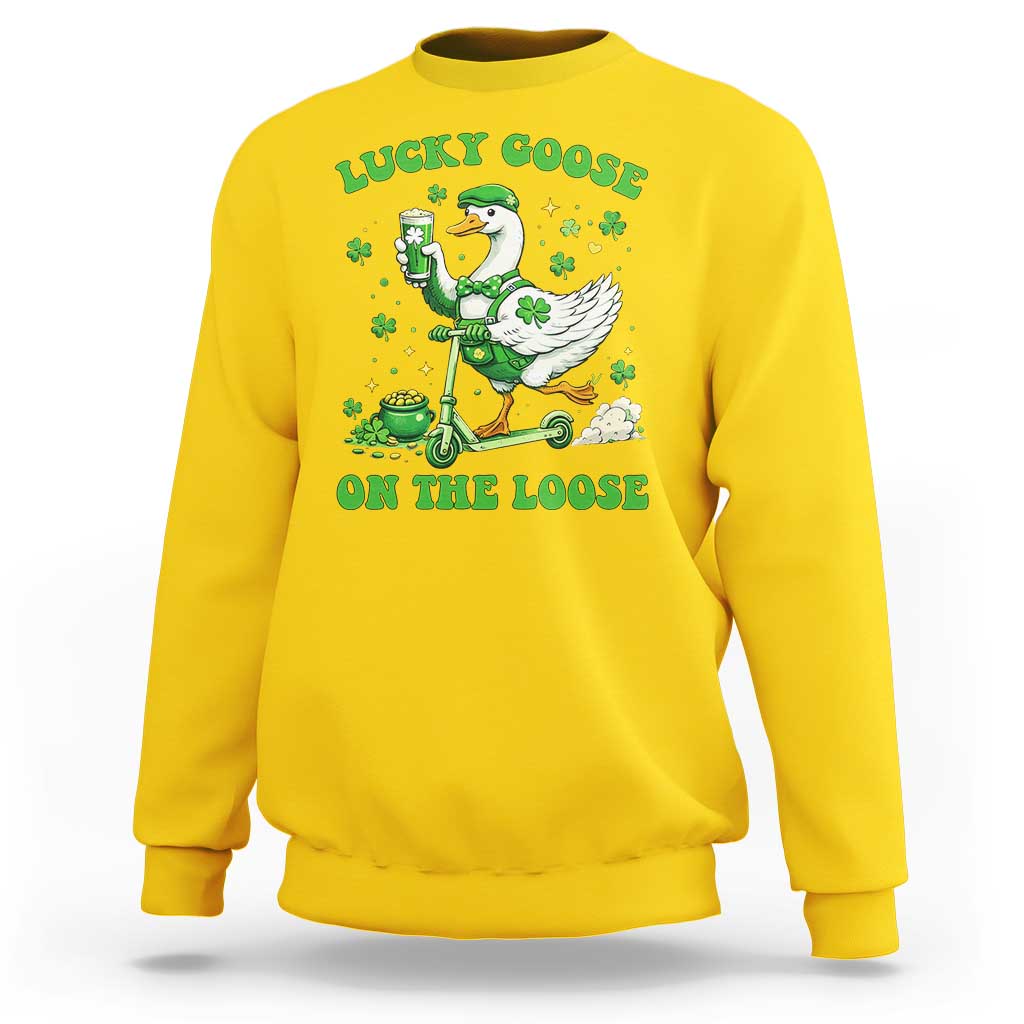 Funny Irish Goose Lover Sweatshirt Lucky Goose On The Loose