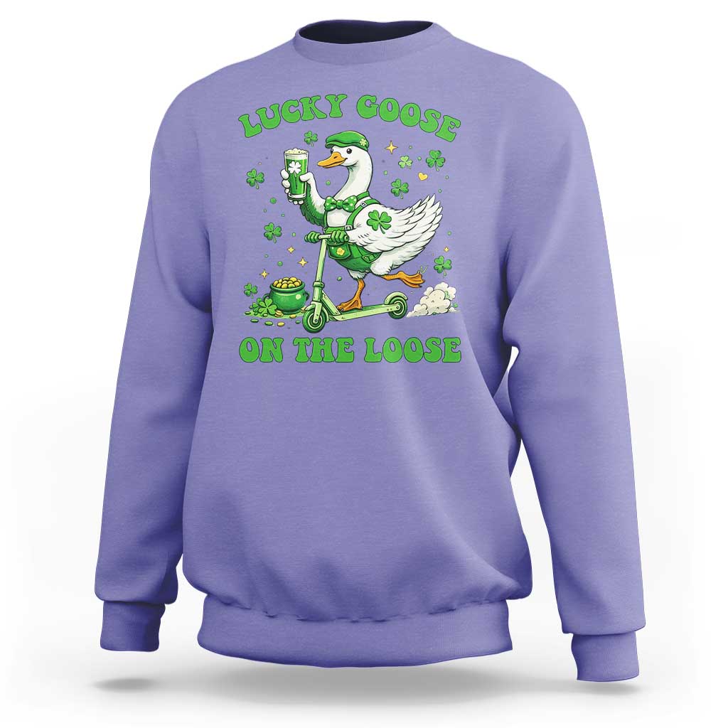 Funny Irish Goose Lover Sweatshirt Lucky Goose On The Loose