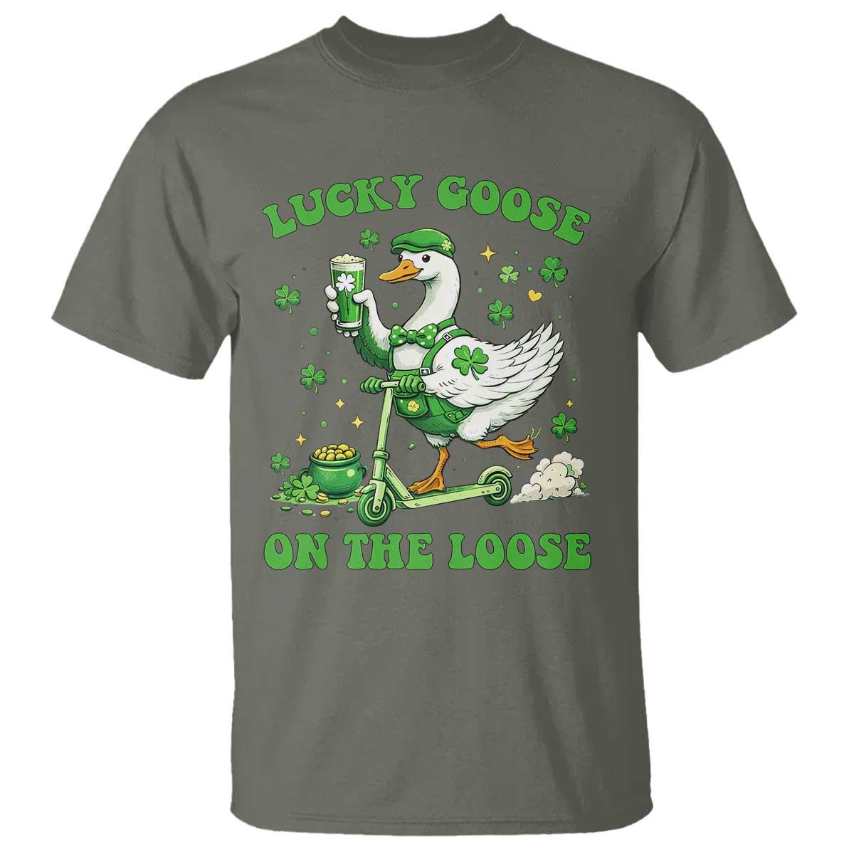 Funny Irish Goose Lover T Shirt Lucky Goose On The Loose