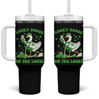 Funny Irish Goose Lover Tumbler With Handle Lucky Goose On The Loose