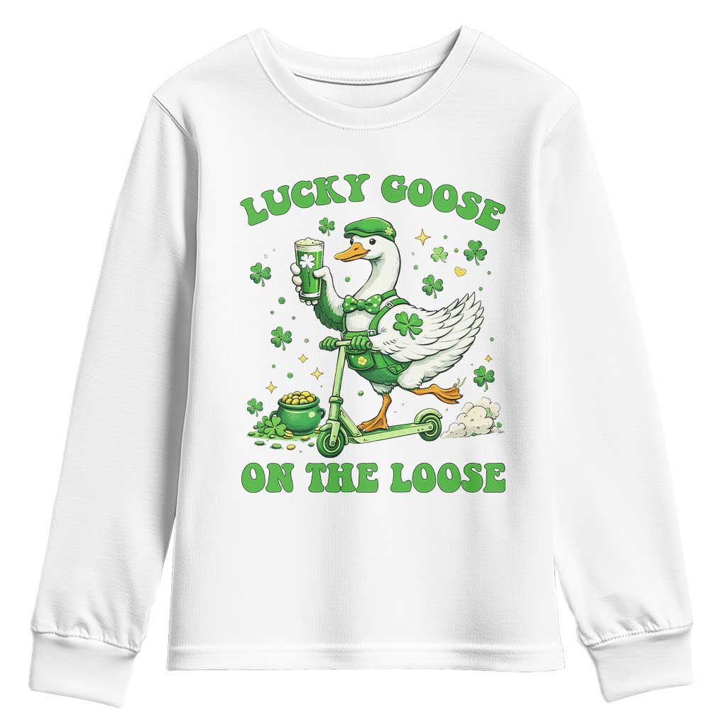 Funny Irish Goose Lover Youth Sweatshirt Lucky Goose On The Loose