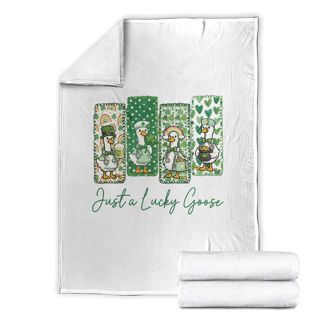 Just A Lucky Goose Nurse Throw Blanket St Patricks Day Gift