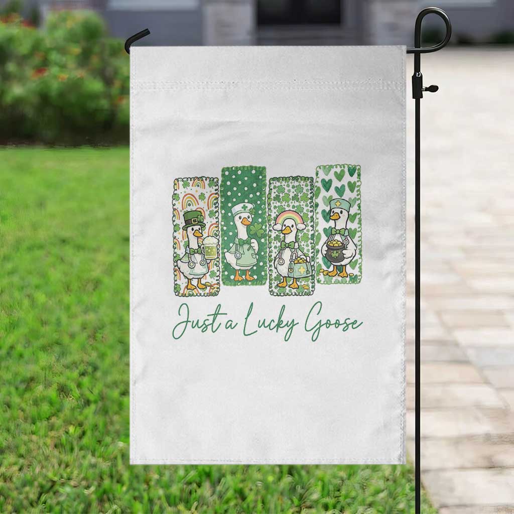 Just A Lucky Goose Nurse Garden Flag St Patricks Day Gift
