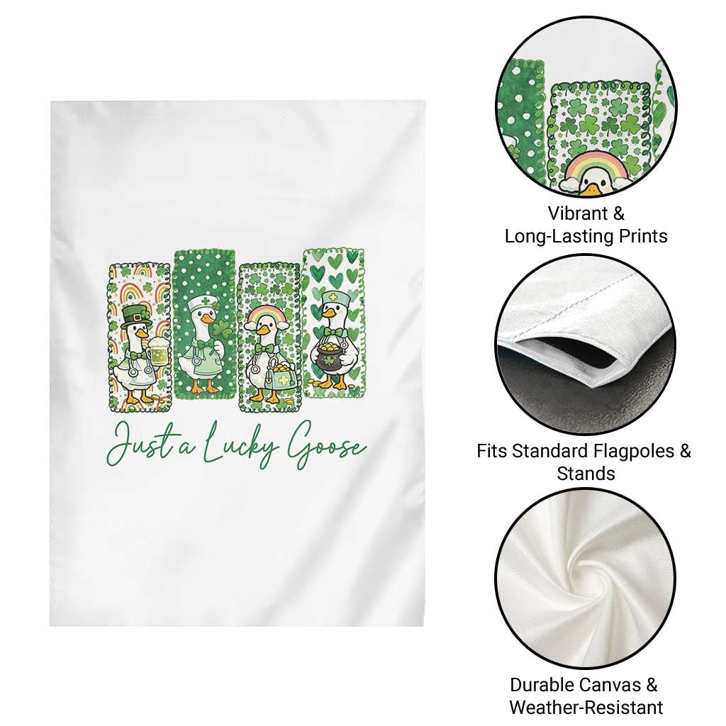 Just A Lucky Goose Nurse Garden Flag St Patricks Day Gift