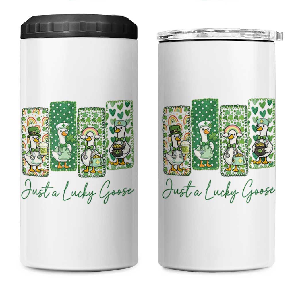 Just A Lucky Goose Nurse 4 in 1 Can Cooler Tumbler St Patricks Day Gift