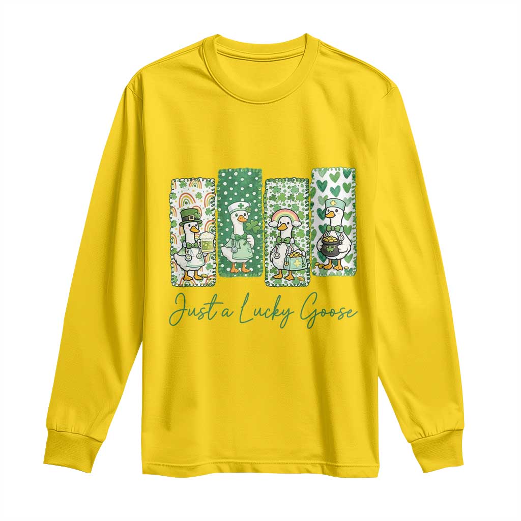 Just A Lucky Goose Nurse Long Sleeve Shirt St Patricks Day Gift