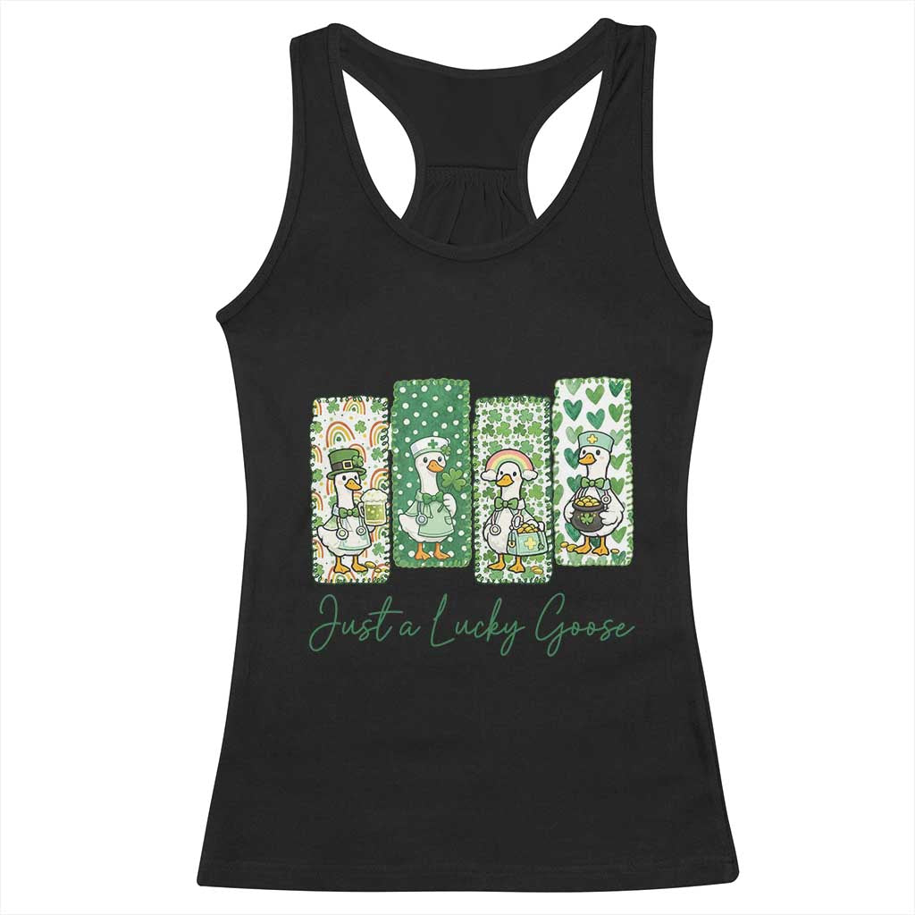 Just A Lucky Goose Nurse Racerback Tank Top St Patricks Day Gift