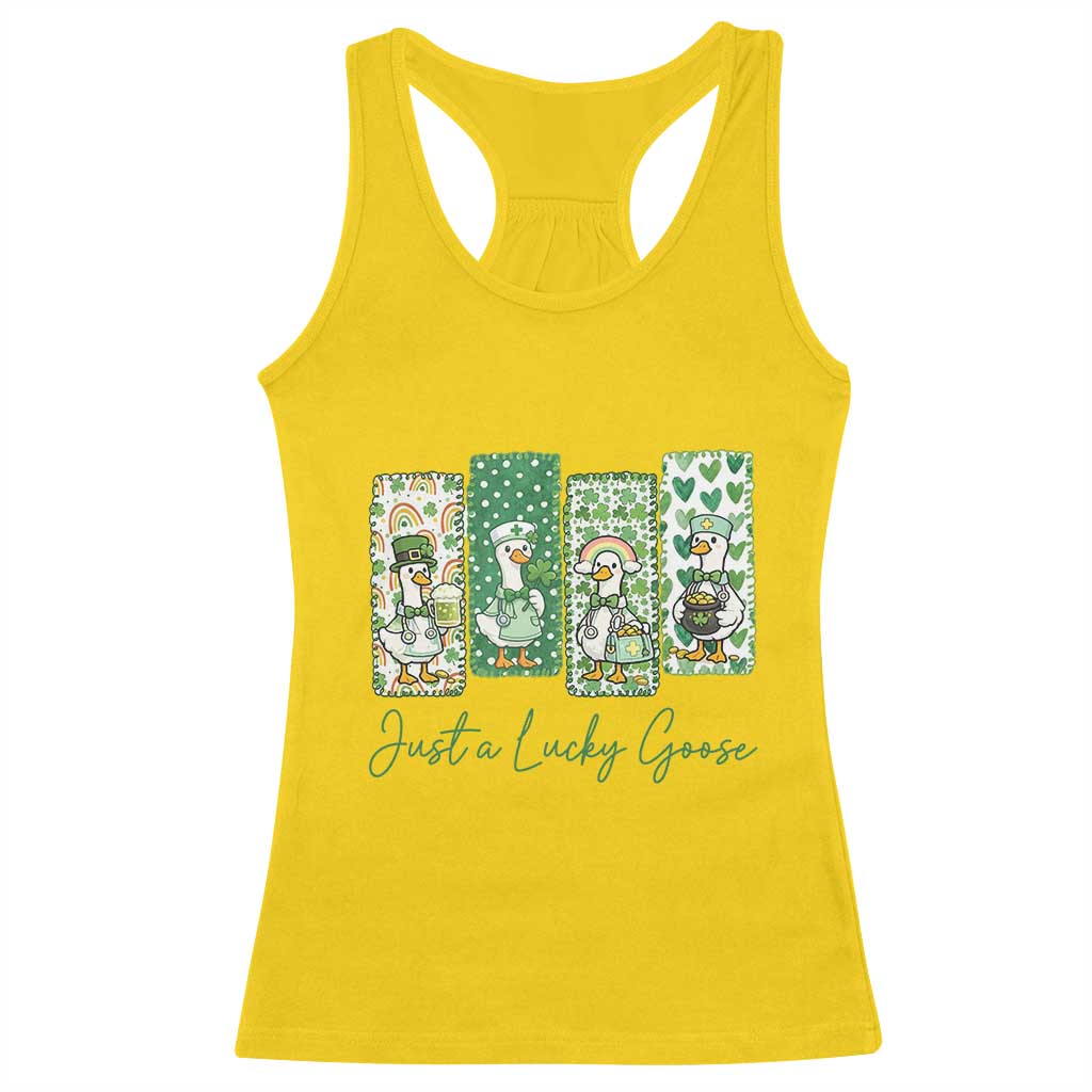 Just A Lucky Goose Nurse Racerback Tank Top St Patricks Day Gift
