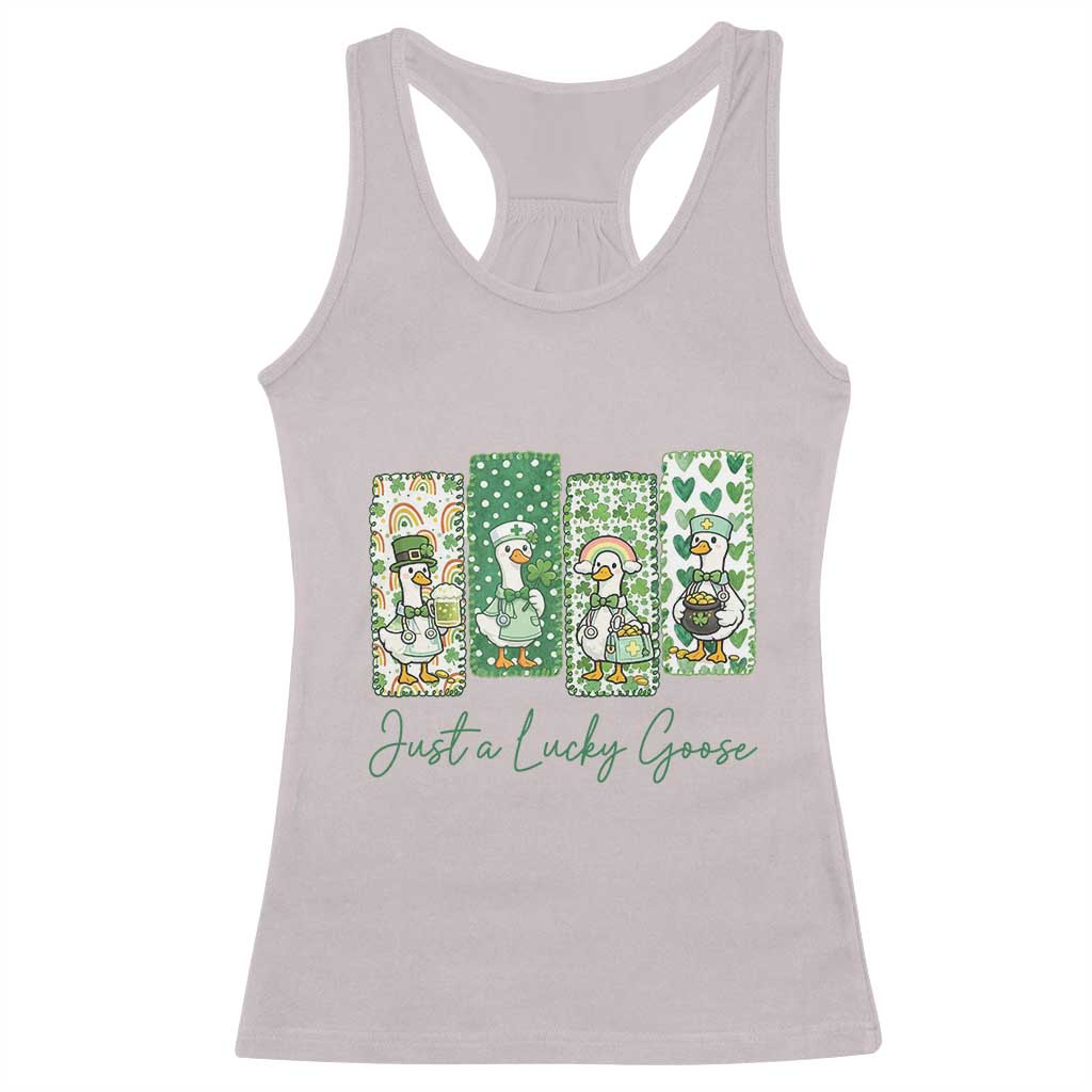 Just A Lucky Goose Nurse Racerback Tank Top St Patricks Day Gift