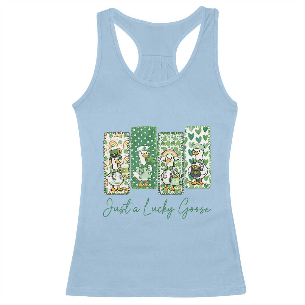 Just A Lucky Goose Nurse Racerback Tank Top St Patricks Day Gift