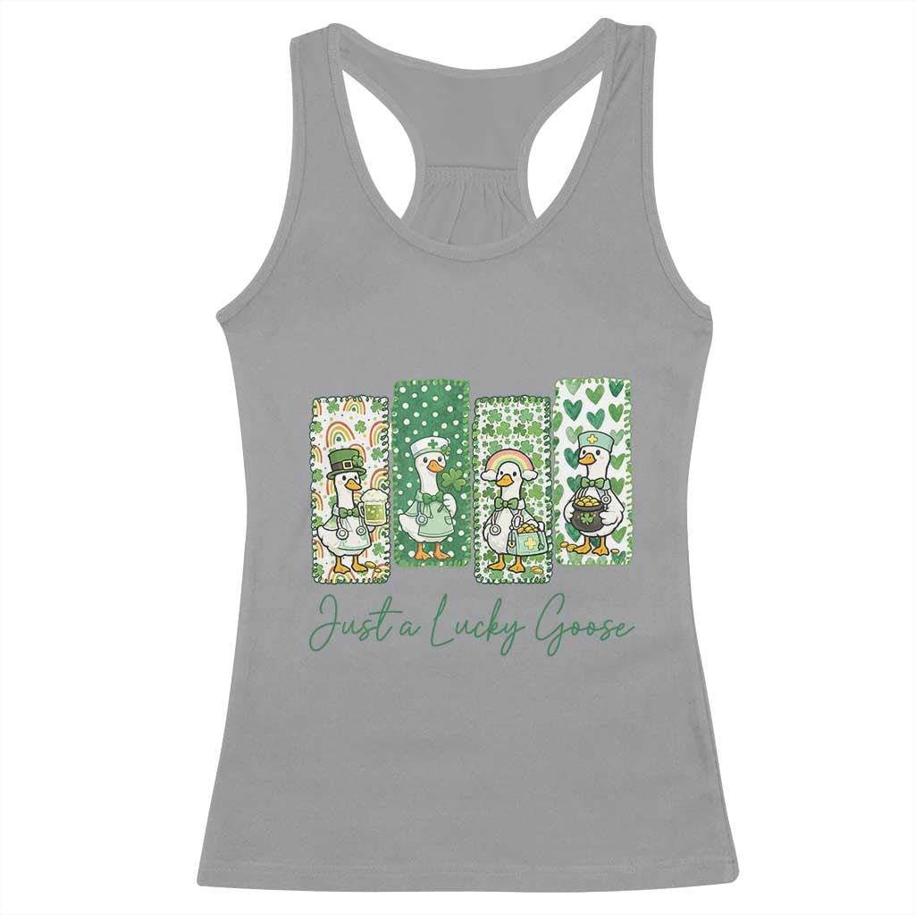 Just A Lucky Goose Nurse Racerback Tank Top St Patricks Day Gift