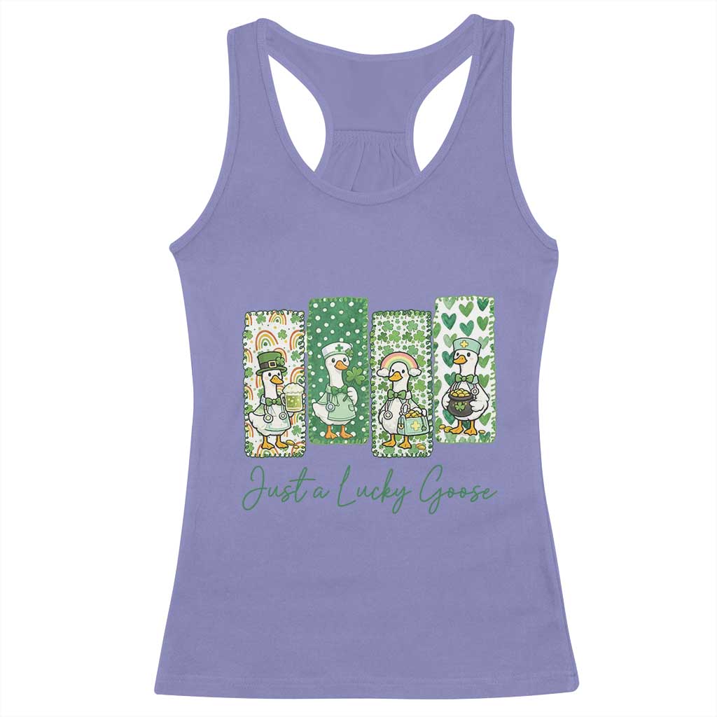 Just A Lucky Goose Nurse Racerback Tank Top St Patricks Day Gift