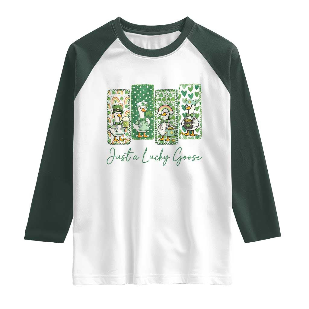Just A Lucky Goose Nurse Raglan Shirt St Patricks Day Gift