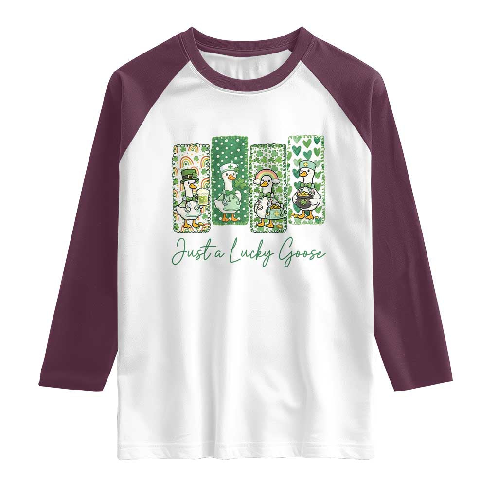 Just A Lucky Goose Nurse Raglan Shirt St Patricks Day Gift