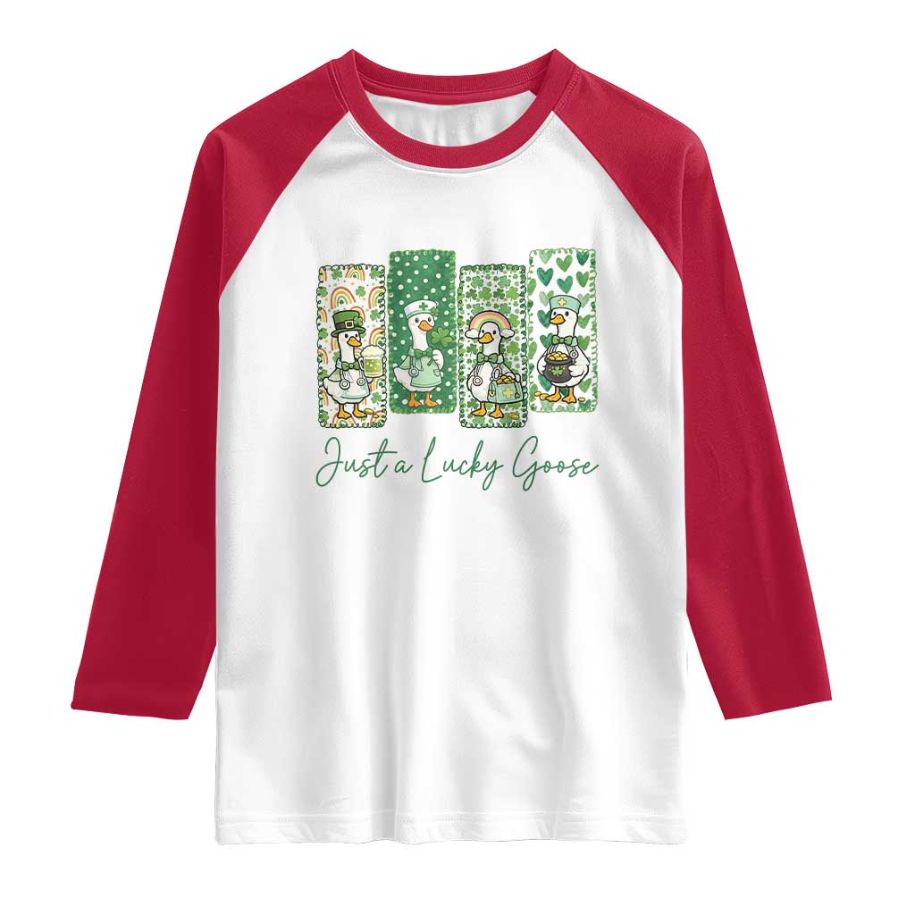 Just A Lucky Goose Nurse Raglan Shirt St Patricks Day Gift