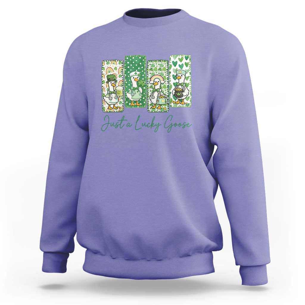 Just A Lucky Goose Nurse Sweatshirt St Patricks Day Gift