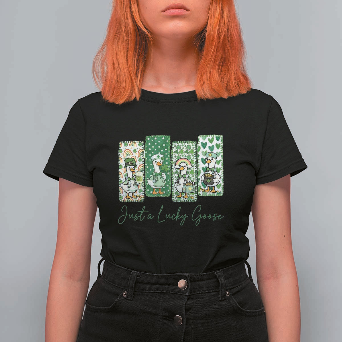Just A Lucky Goose Nurse T Shirt For Women St Patricks Day Gift