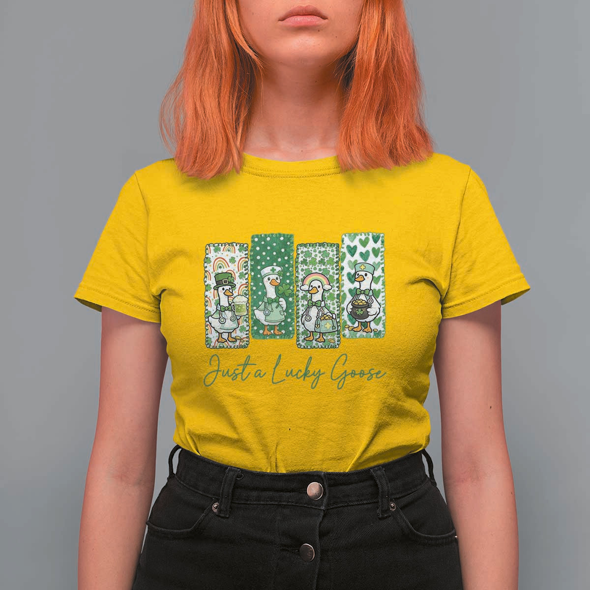 Just A Lucky Goose Nurse T Shirt For Women St Patricks Day Gift