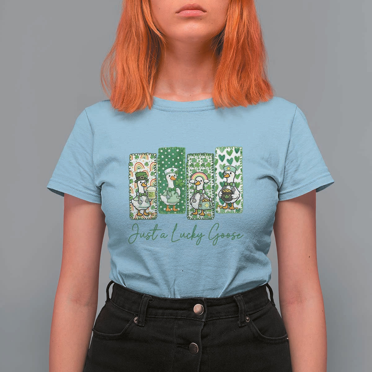 Just A Lucky Goose Nurse T Shirt For Women St Patricks Day Gift
