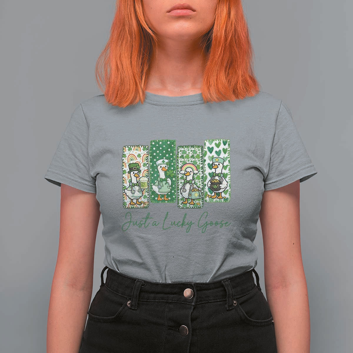 Just A Lucky Goose Nurse T Shirt For Women St Patricks Day Gift