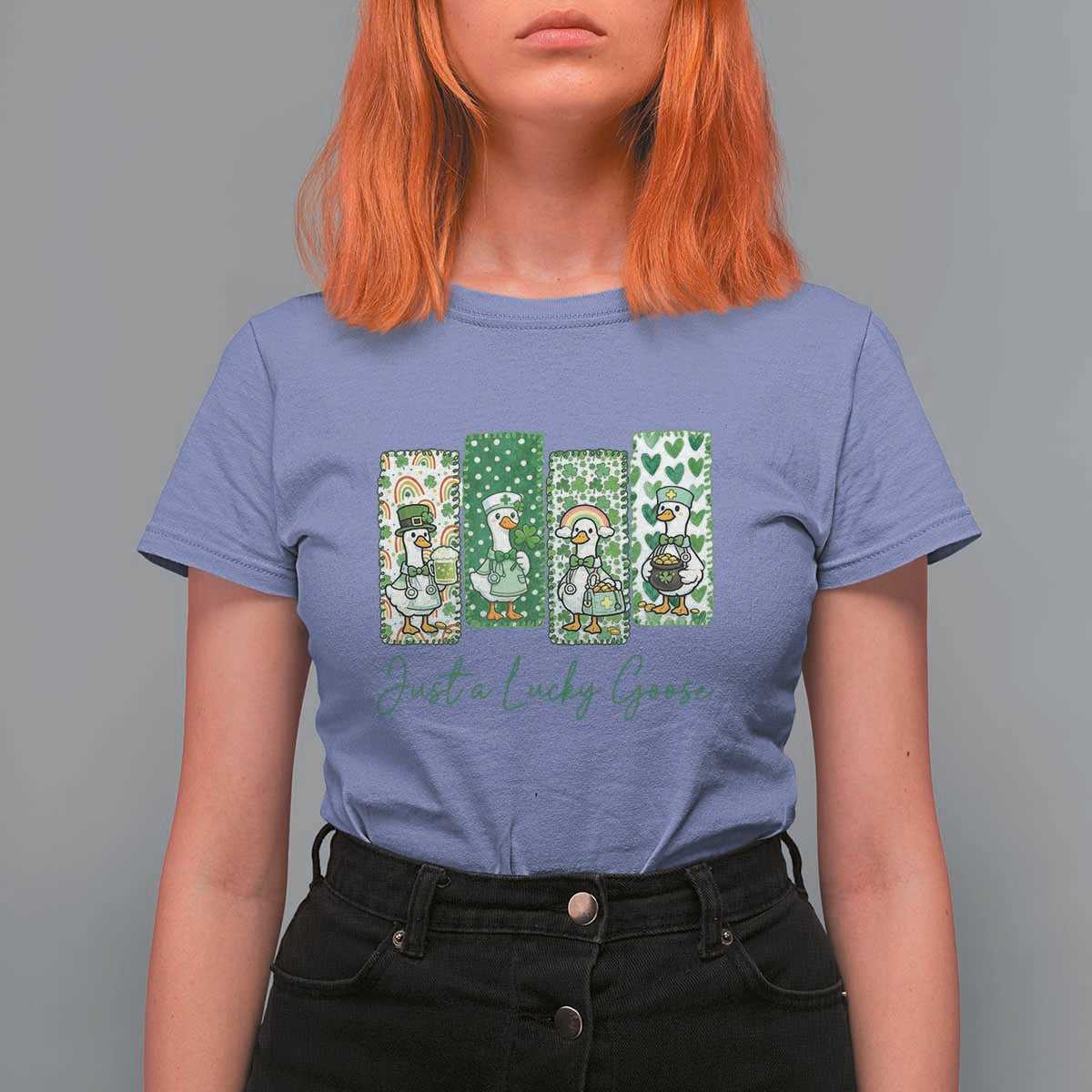 Just A Lucky Goose Nurse T Shirt For Women St Patricks Day Gift