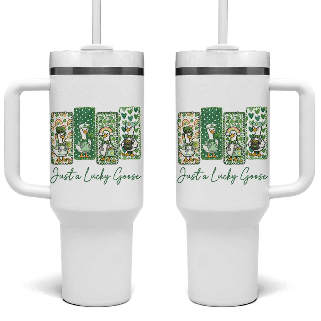 Just A Lucky Goose Nurse Tumbler With Handle St Patricks Day Gift