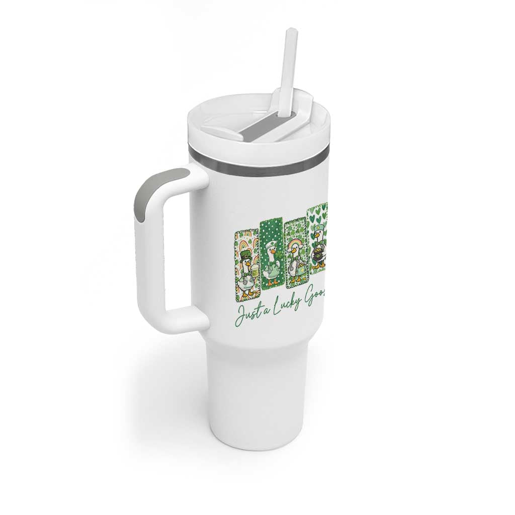 Just A Lucky Goose Nurse Tumbler With Handle St Patricks Day Gift