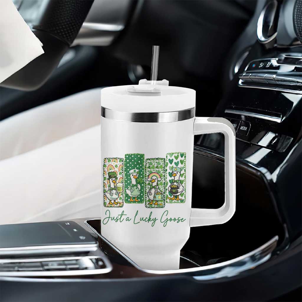 Just A Lucky Goose Nurse Tumbler With Handle St Patricks Day Gift