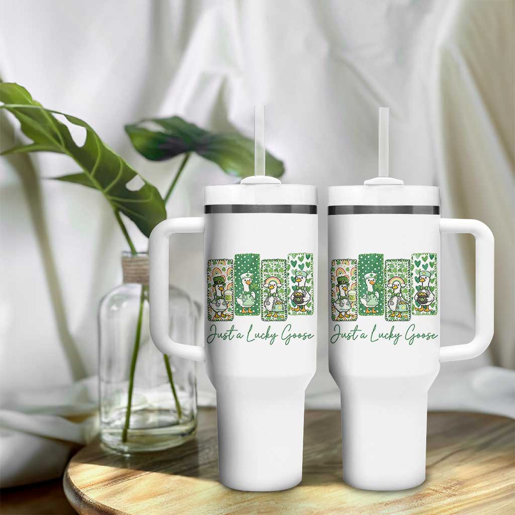 Just A Lucky Goose Nurse Tumbler With Handle St Patricks Day Gift
