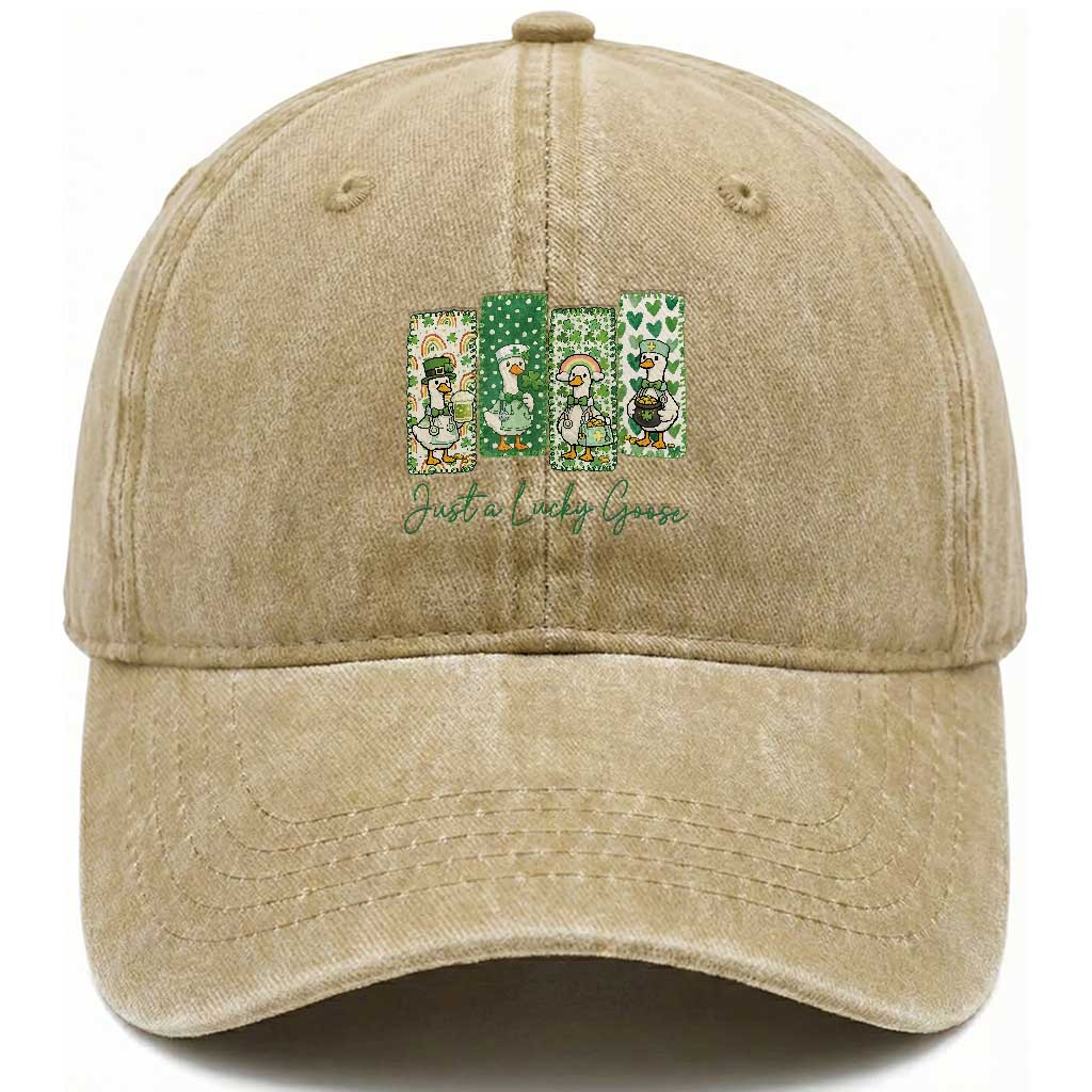Just A Lucky Goose Nurse Washed Cotton Baseball Cap St Patricks Day Gift